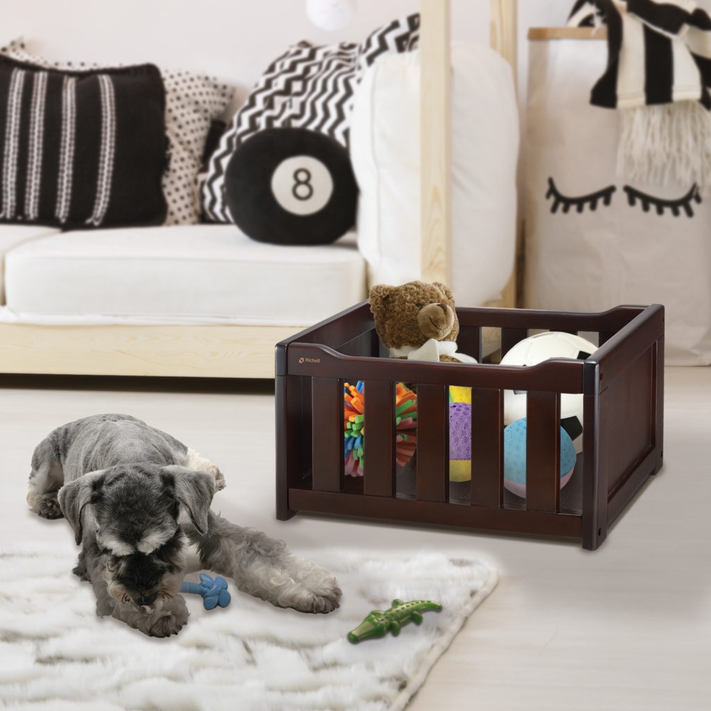 grey dog toy box