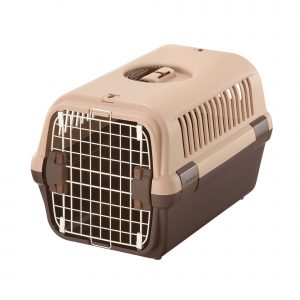 tan and brown portable pet travel crate